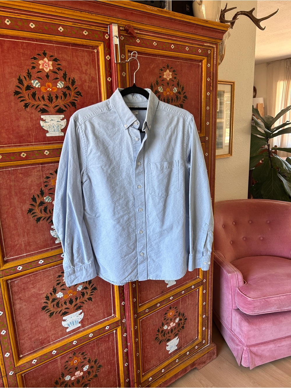 H&M Light Blue Men's Button-Up Shirt Jacket - Picture 2 of 4